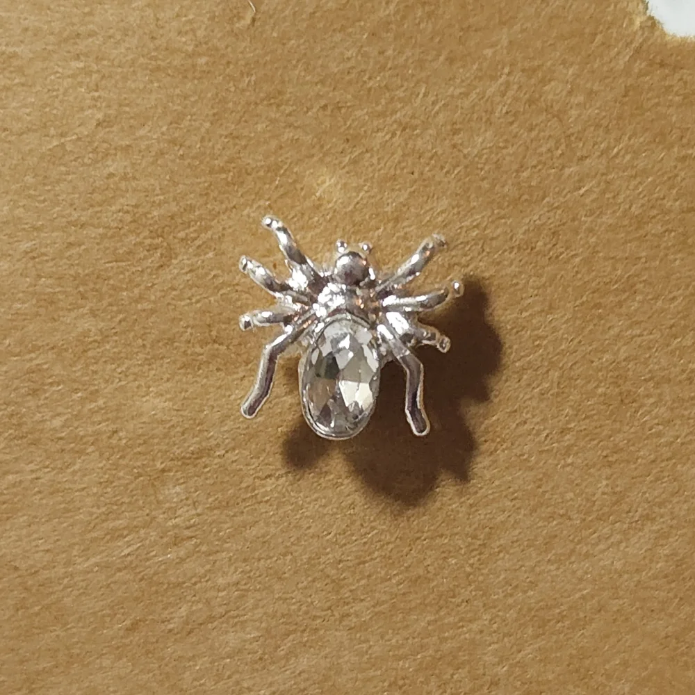 Sterling Silver Crystal Spider Stud Earrings Glass Crystal Spider Earrings - Picture 6 of 8